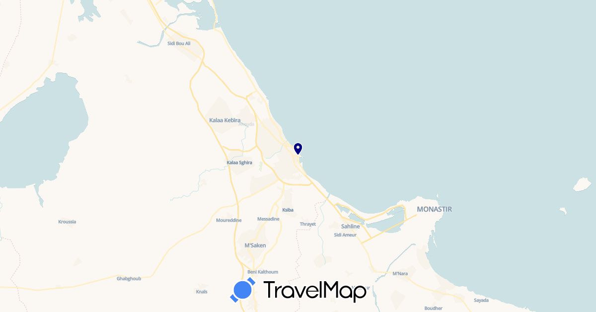 TravelMap itinerary: driving in Tunisia (Africa)